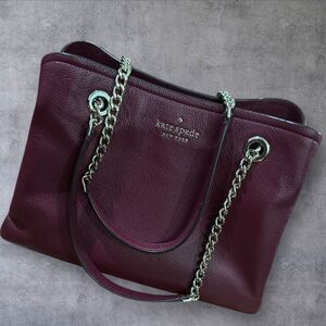 Kate Spade New York Jordyn Medium Chain Handle Tote Shoulder Bag Burgundy
